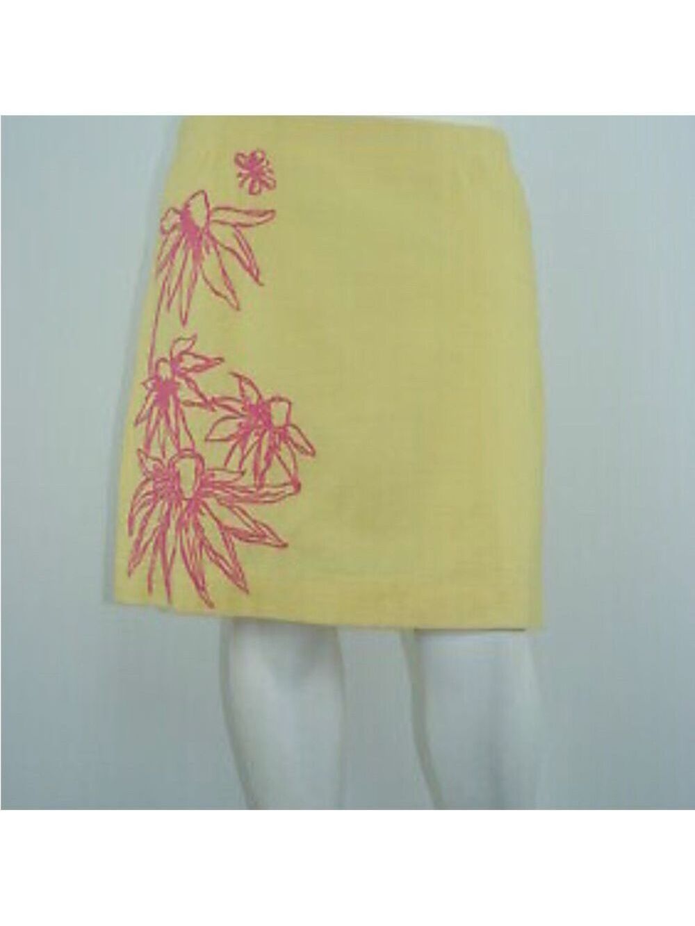 Lilly Pulitzer Yellow Skirt with Pink Floral Design- NWOT